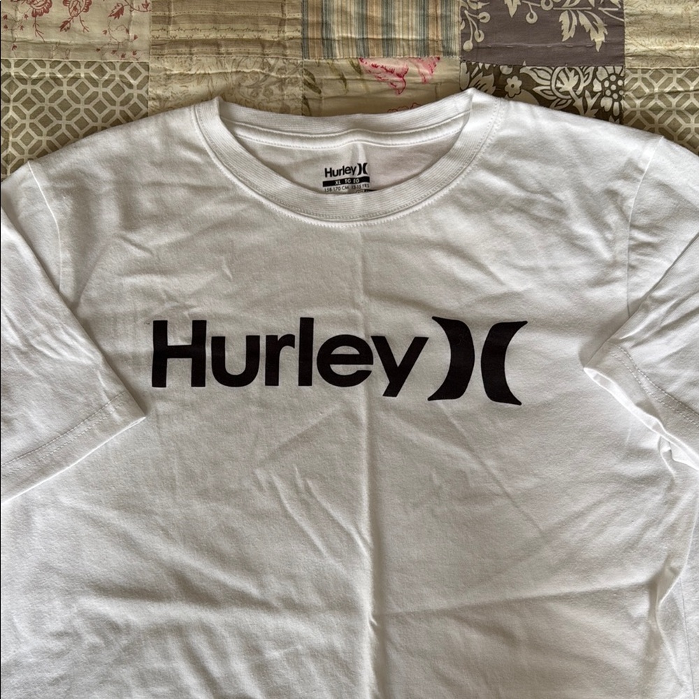 Hurley White Tee with Black Logo